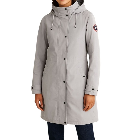 Canada Goose Belcarra Lightweight Rain Coat Jacket Large Women's Silver Birch - Picture 1 of 16